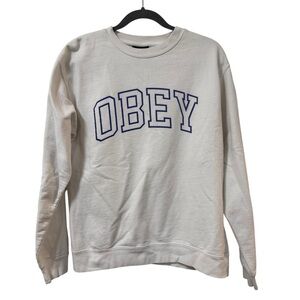 OBEY Worldwide logo Men's White Crewneck sweatshirt MEDIUM streetwear